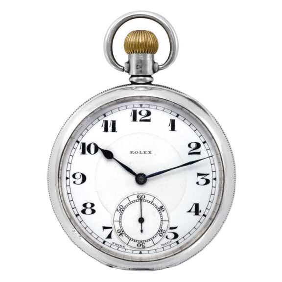 Fine Swiss silver open faced lever pocket watch Circa 1942