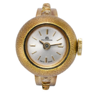 Swiss 18 Carat yellow gold textured lady's ring watch Circa 1950
