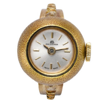 Swiss 18 Carat yellow gold textured lady's ring watch Circa 1950