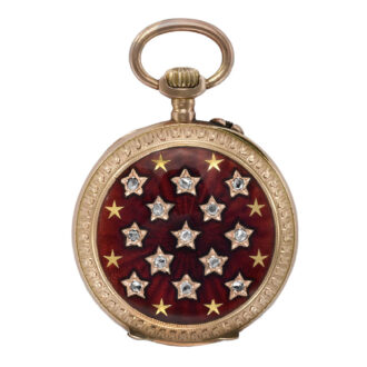 Small Swiss gold, enamel and diamond pendant watch Circa 1890