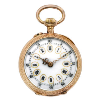 Small Swiss gold, enamel and diamond pendant watch Circa 1890