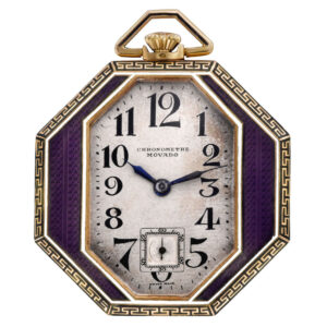 Swiss 18K gold and enamel octagonal pocket watch Circa 1910