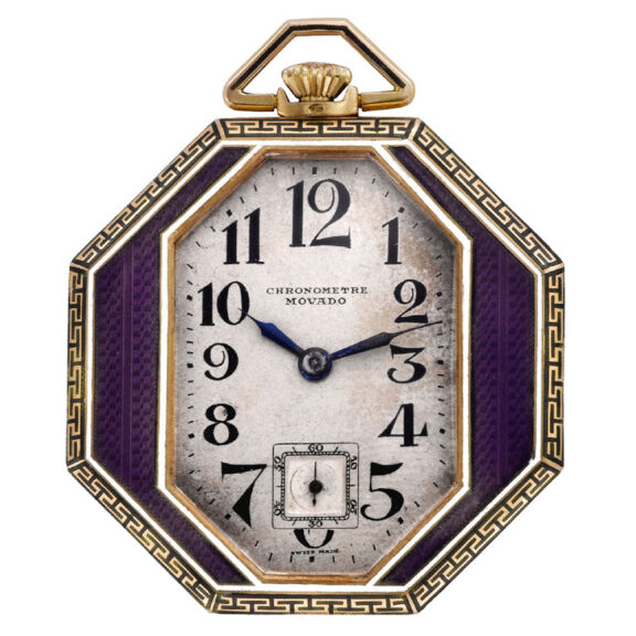 Swiss 18K gold and enamel octagonal pocket watch Circa 1910