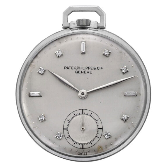 Swiss platinum dress pocket watch with diamond dial Circa 1948