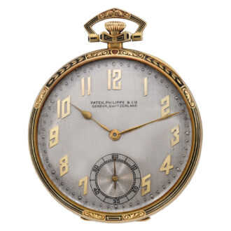 Swiss 18K yellow gold and enamel keyless dress watch Circa 1923