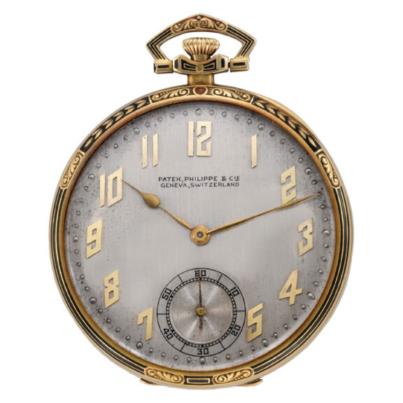 Swiss 18K yellow gold and enamel keyless dress watch Circa 1923