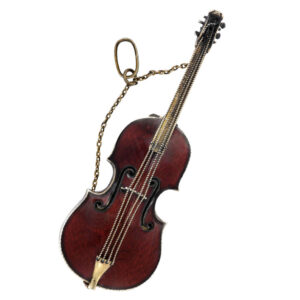Unusual English gilt and enamel violin shaped watch Circa 1876