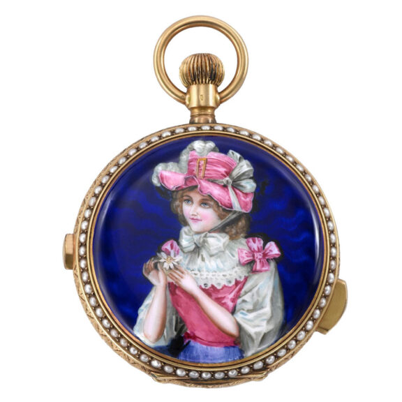 Swiss gold, enamel and pearl-set repeating chronograph Circa 1890