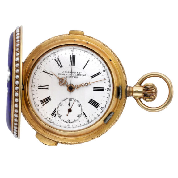 Swiss gold, enamel and pearl-set repeating chronograph Circa 1890 Swiss gold, enamel and pearl-set repeating chronograph Circa 1890