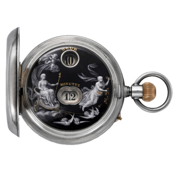 Rare Swiss silver digital keyless pocket watch Circa 1890