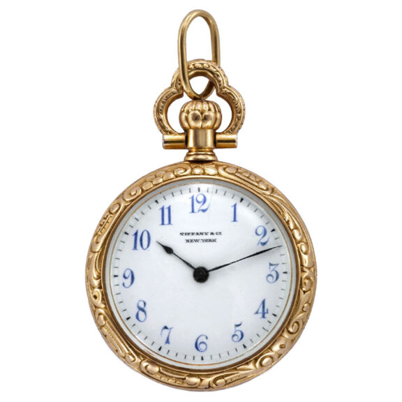 American 18K gold and enamel watch with repousse relief Circa 1900 American 18K gold and enamel watch with repousse relief Circa 1900