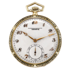 Swiss 18K yellow gold keyless pocket watch Circa 1910