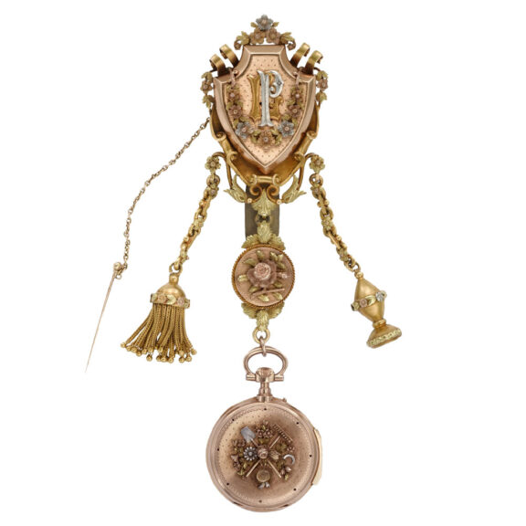 French 18k pink, white and yellow gold pendant watch Circa 1890
