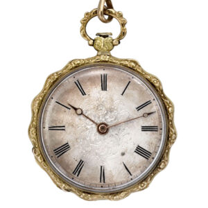 Swiss 18 carat gold decoratively engraved pendant watch Circa 1860