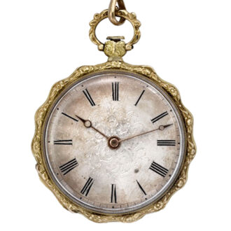Swiss 18 carat gold decoratively engraved pendant watch Circa 1860