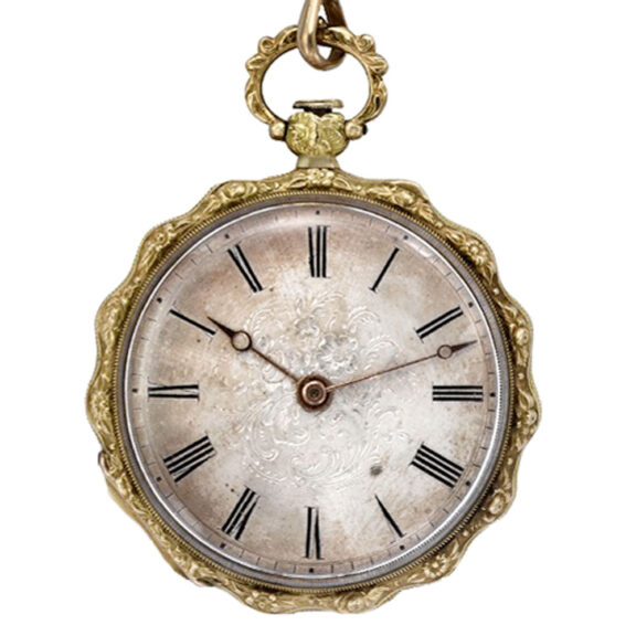Swiss 18 carat gold decoratively engraved pendant watch Circa 1860