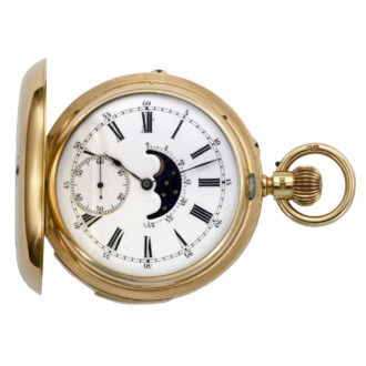 English 18K gold hunting cased double-dialled pocket watch Circa 1906
