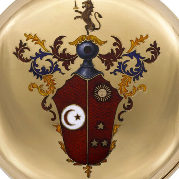 English 18K gold hunting cased double-dialled pocket watch Circa 1906 English 18K gold hunting cased double-dialled pocket watch Circa 1906