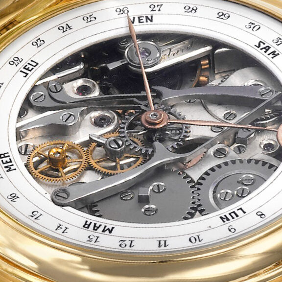 English 18K gold hunting cased double-dialled pocket watch Circa 1906 English 18K gold hunting cased double-dialled pocket watch Circa 1906