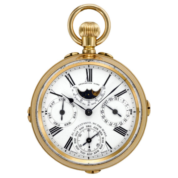 Swiss gold astronomical world time pocket watch Circa 1890