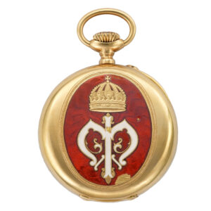 Swiss 18 carat gold and enamel open faced pocket watch Circa 1890