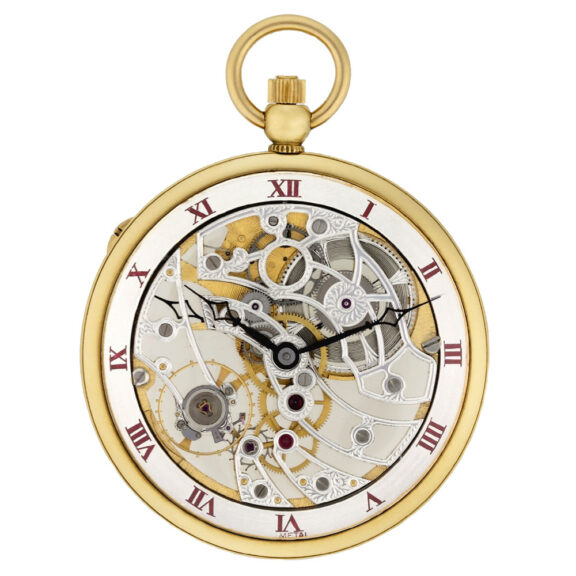 Unique Swiss 18K gold skeletonized dress watch Circa 1995 Unique Swiss 18K gold skeletonized dress watch Circa 1995