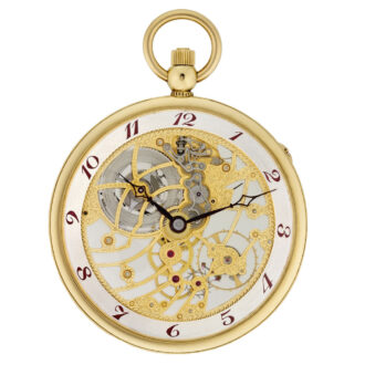 Unique Swiss 18K gold skeletonized dress watch Circa 1995