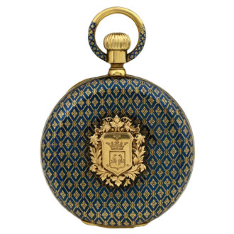 German gold and niello keyless pocket watch Circa 1880
