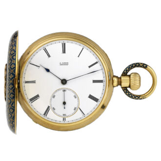 German gold and niello keyless pocket watch Circa 1880