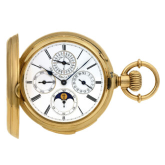 Rare Swiss 18 carat gold full hunter with six complications Circa 1885