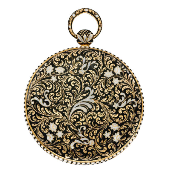 Swiss gold and enamel florally decorated pendant watch Circa 1835