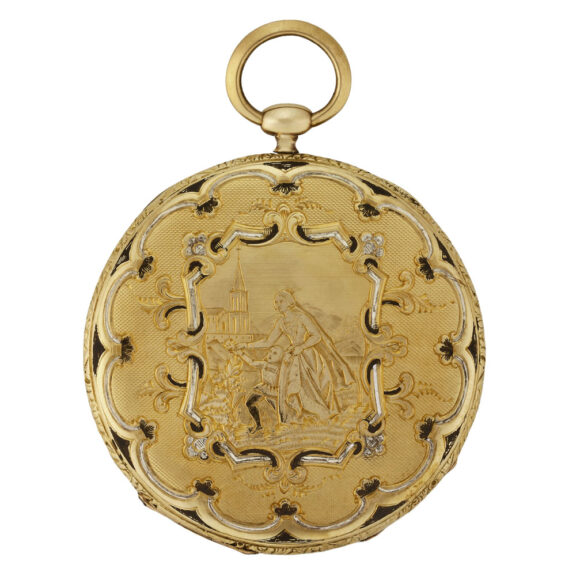 Swiss gold and enamel extra flat pocket watch Circa 1830