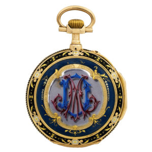 Swiss 18K gold and enamel lady's pendant watch Circa 1895