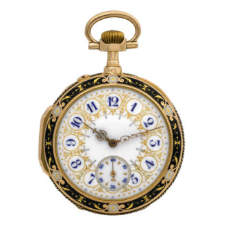Swiss 18K gold and enamel lady's pendant watch Circa 1895