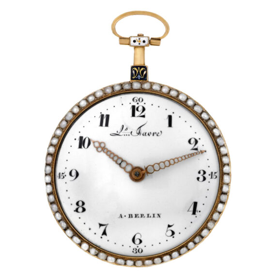 Swiss gold, enamel and pearl-set pocket watch Circa 1795 Swiss gold, enamel and pearl-set pocket watch Circa 1795