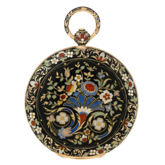 Swiss gold and enamel cabriolet pendant watch Circa 1835