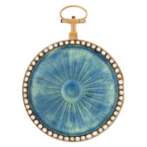 Swiss gold verge with translucent aquamarine enamel Circa 1795