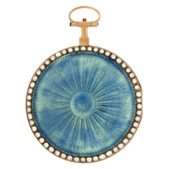 Swiss gold verge with translucent aquamarine enamel Circa 1795