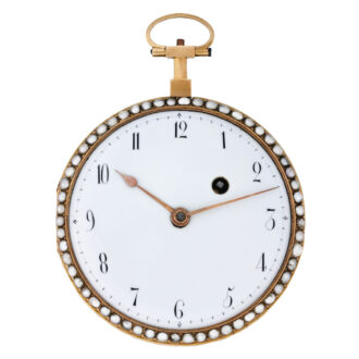 Swiss gold verge with translucent aquamarine enamel Circa 1795