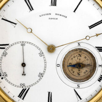 Unusual Swiss gold lever watch with compass Circa 1880