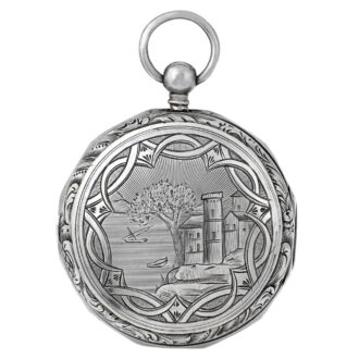 Swiss silver verge with concealed enamel erotic scene Circa 1810