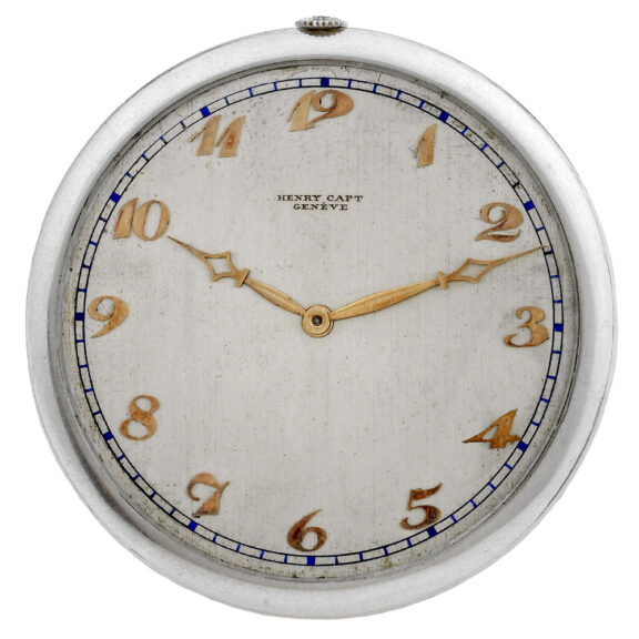 Slim Swiss platinum dress watch with satin silver dial Circa 1930 Slim Swiss platinum dress watch with satin silver dial Circa 1930