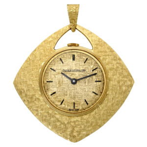 Swiss gold cushion shaped lady's pendant watch Circa 1970