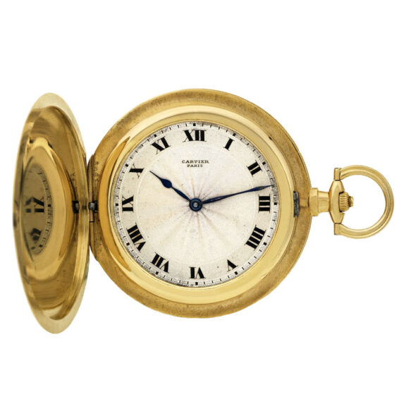 French 18K yellow gold hunting cased dress watch 1930