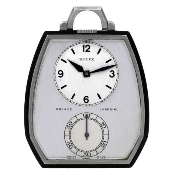 Swiss stainless steel and black enamel dress watch Circa 1940