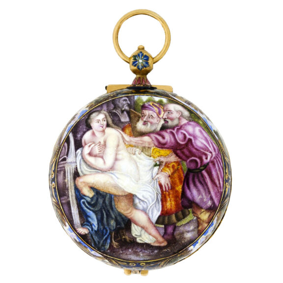 Swiss 18K gold and enamel verge pendant watch Circa 1690