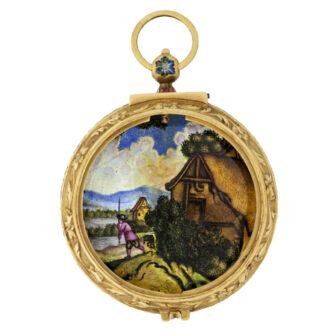 Swiss 18K gold and enamel verge pendant watch Circa 1690