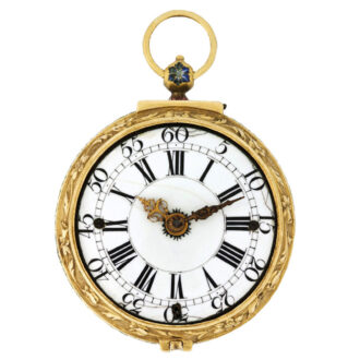 Swiss 18K gold and enamel verge pendant watch Circa 1690