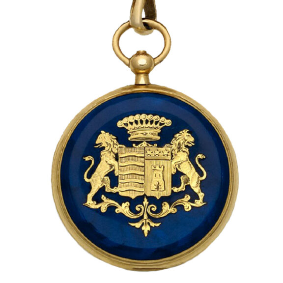 French gold armorial watch with detachable brooch Circa 1835 French gold armorial watch with detachable brooch Circa 1835