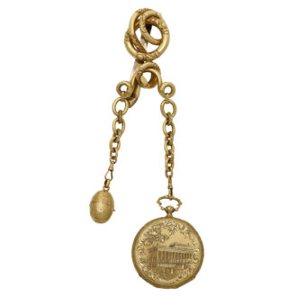 Slim Swiss gold cylinder watch with châtelaine Circa 1845